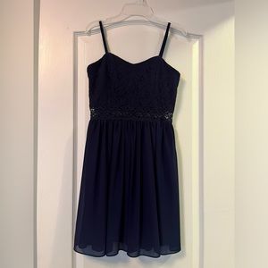 Blue Floral Cutout Mini Dress